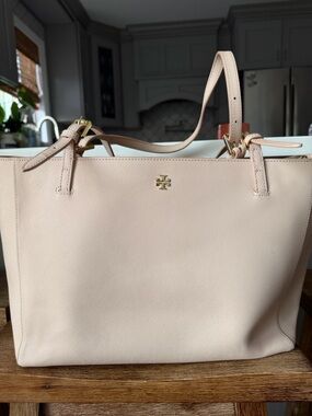 Tory Burch Blush Saffiano Leather Tote with Gold Logo